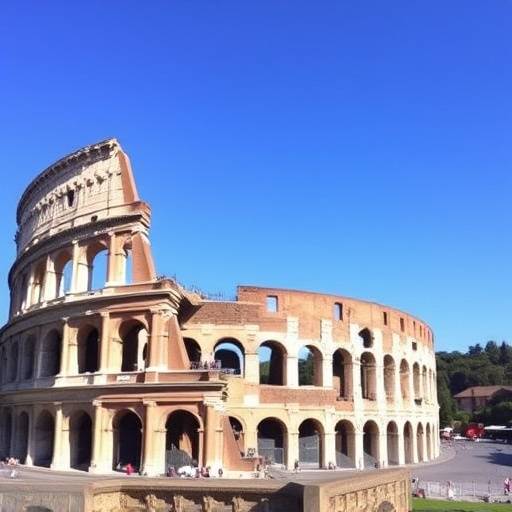 Il Colosseo a Roma con cielo sereno