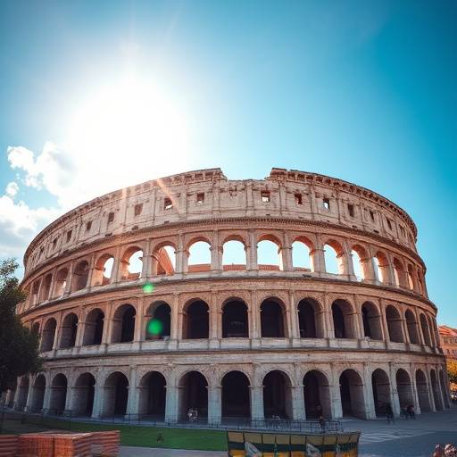 Il Colosseo di Roma, un anfiteatro storico.