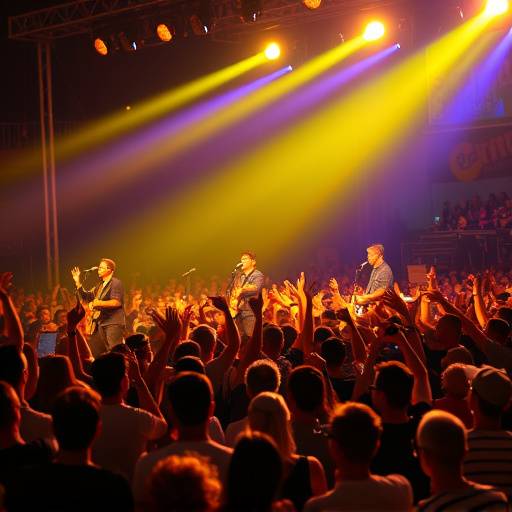 Un festival musicale con musicisti e pubblico festante