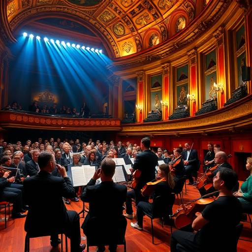 Un'orchestra suona in un teatro italiano.