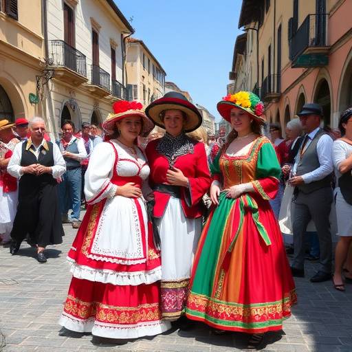 Una festa tradizionale italiana con persone in costume.
