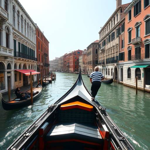 Una gondola che naviga lungo il Canal Grande a Venezia