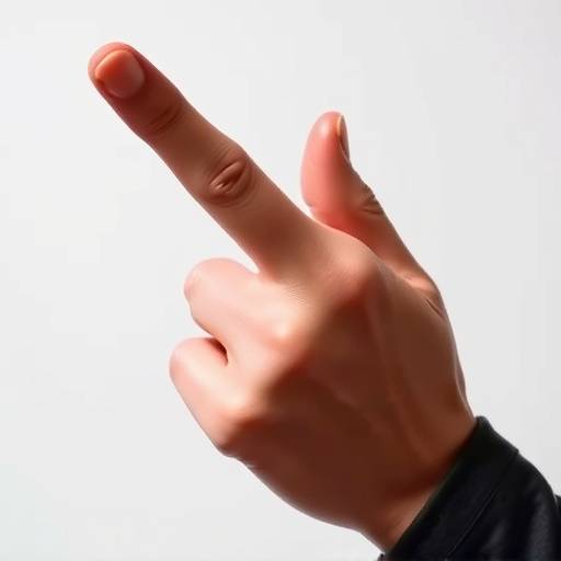 Una scultura di Maurizio Cattelan, raffigurante un dito medio